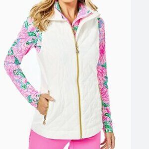 Lilly Pulitzer Women's Beverly white zip up vest size large